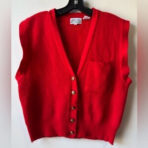 Vintage The Villager Red Lambs Wool Blend Sweater Cardigan